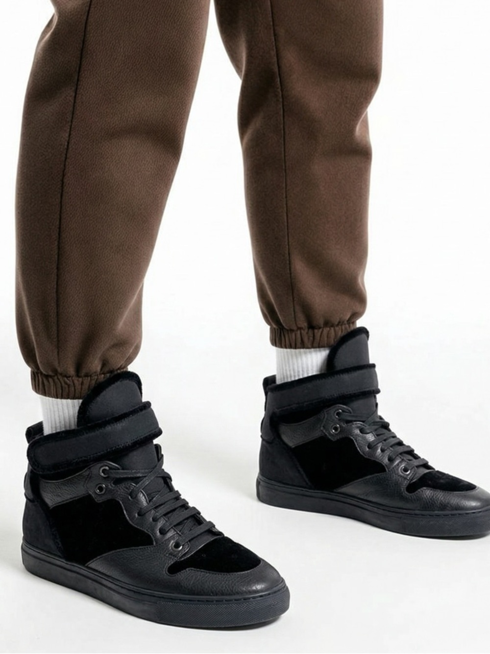 BALENCIAGA | Black Tess Velvet & Neoprene High Top Sneakers Women’s Size 38